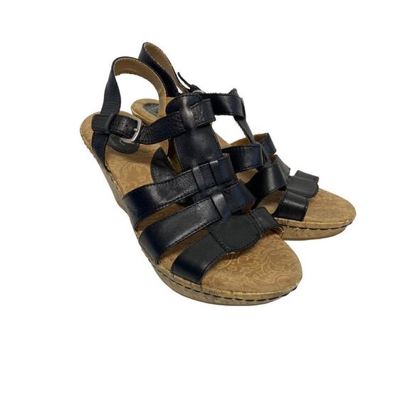 Born Concepts Black Leather Wedge Sandals - Picture 4 of 13